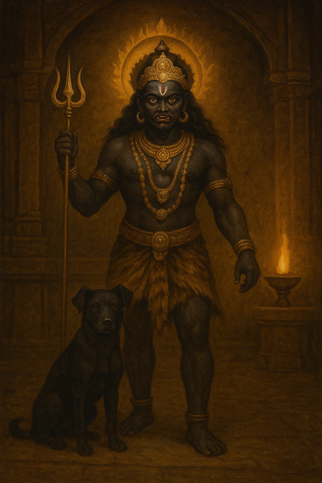 भगवान भैरव और काले कुत्ते की छवि जो निष्ठा और भक्ति का प्रतीक है