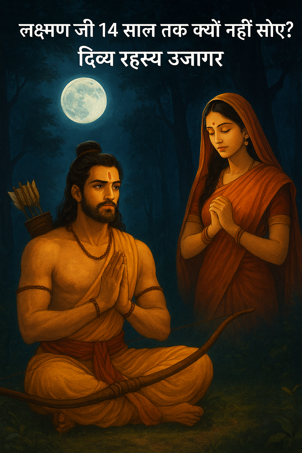 “वन में रात को पहरा देते लक्ष्मण और उनके त्याग का प्रतीक उर्मिला।”