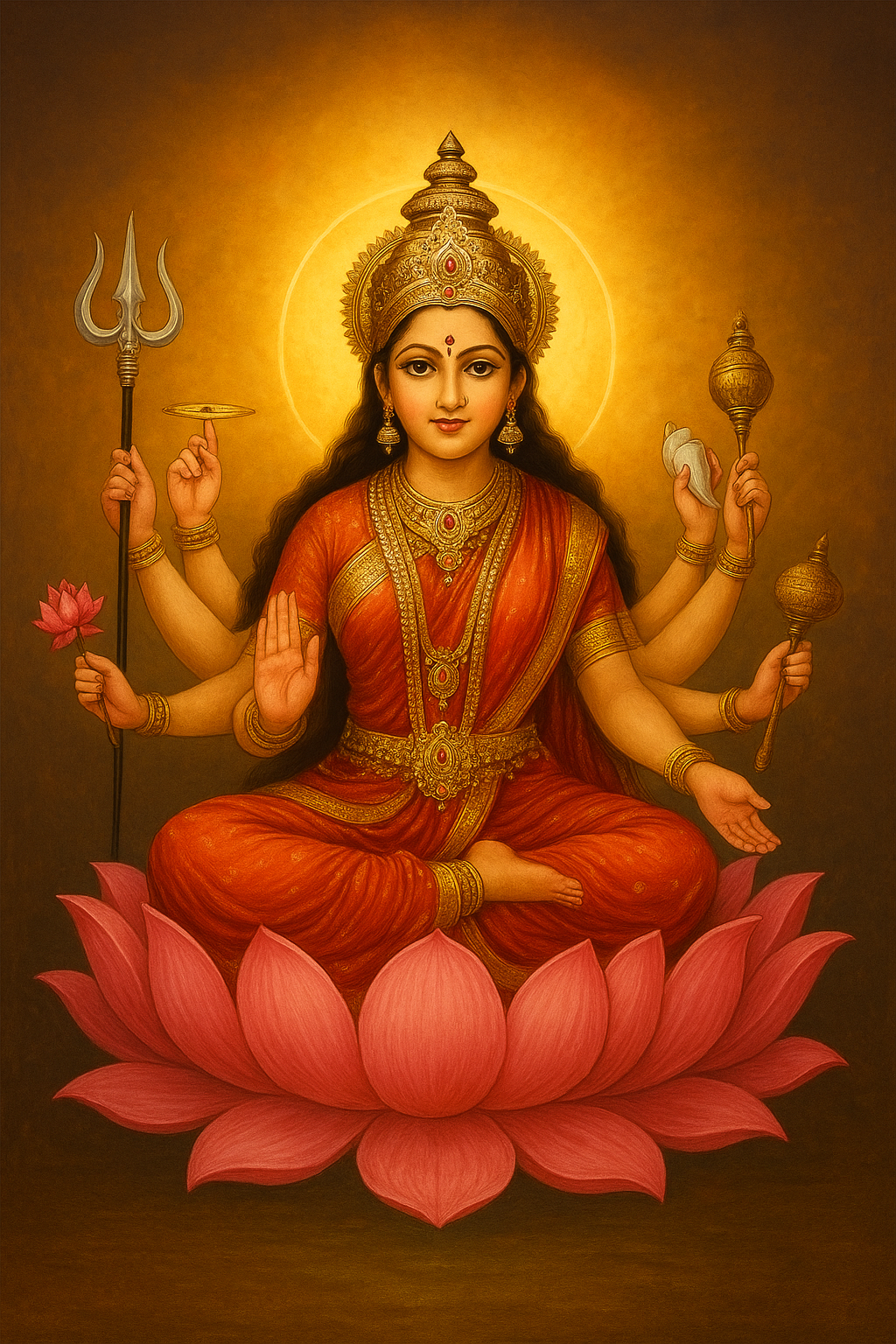 “माँ दुर्गा की दिव्य प्रतिमा – दुर्गा चालीसा के फायदे दर्शाता हुआ चित्र”