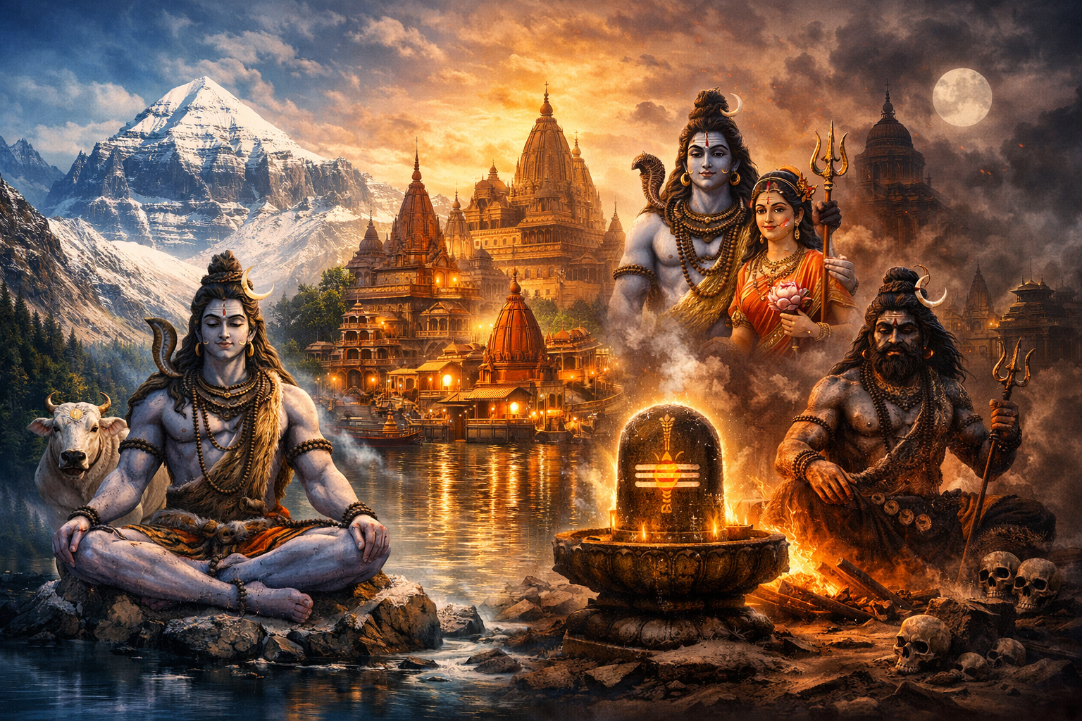 भगवान शिव के निवास स्थान – कैलाश, काशी और श्मशान