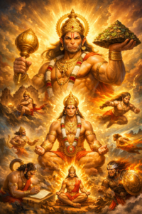 हनुमान जी का शक्तिशाली दिव्य रूप और उनकी 8 रहस्यमयी शक्तियां