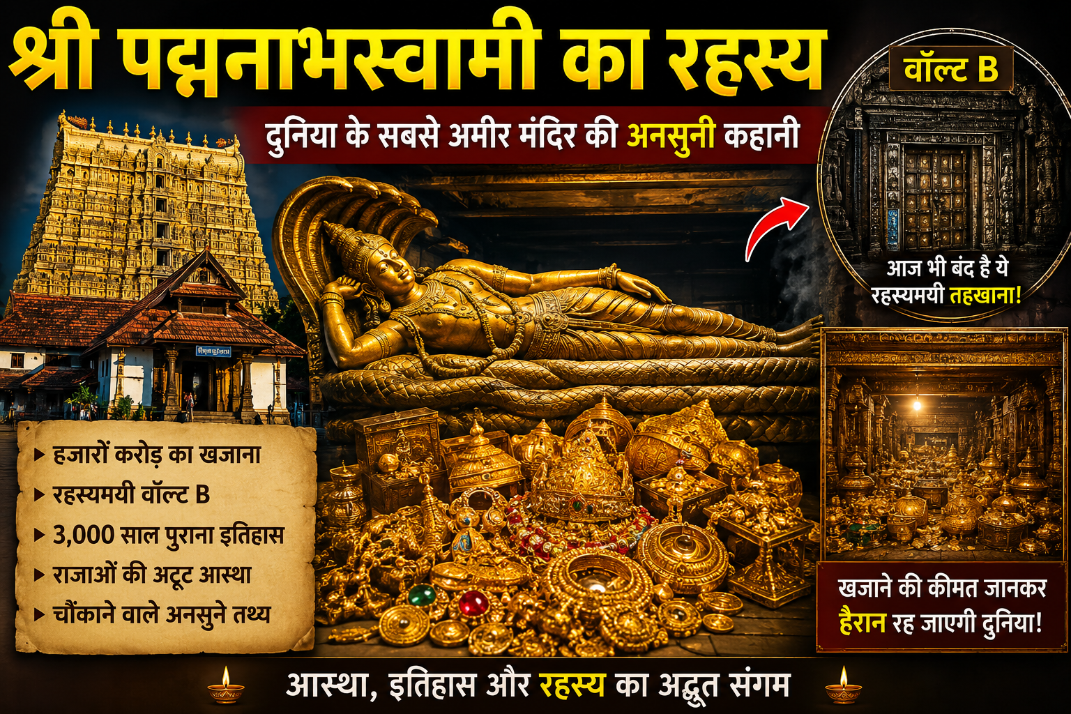 श्री पद्मनाभस्वामी मंदिर का रहस्यमयी खजाना और वॉल्ट बी का दृश्य