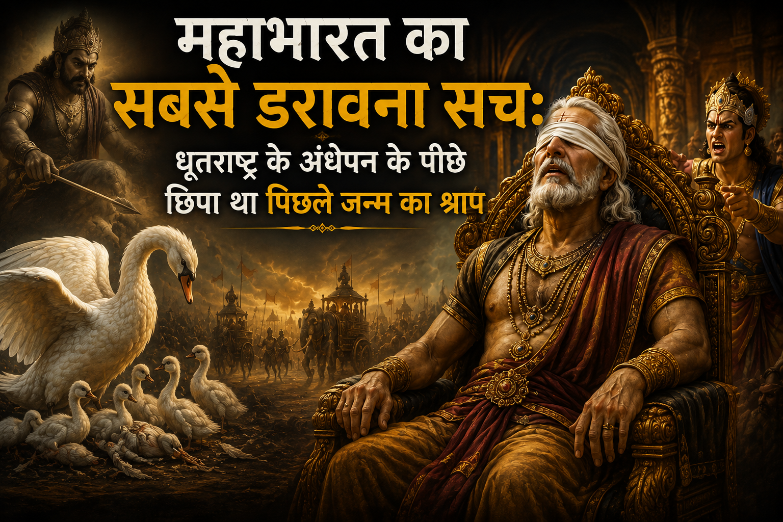 धृतराष्ट्र के अंधेपन के पीछे छिपा पिछले जन्म का श्राप और कौरव वंश का विनाश